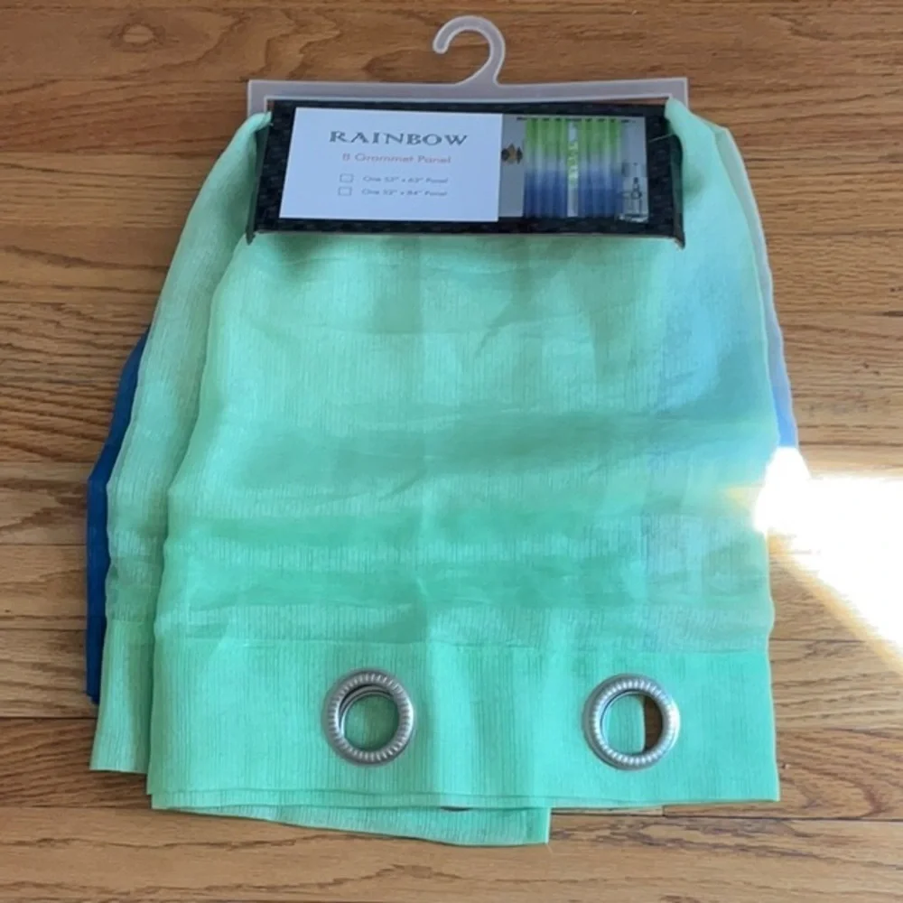 Rainbow Green and Blue Curtain with Grommets